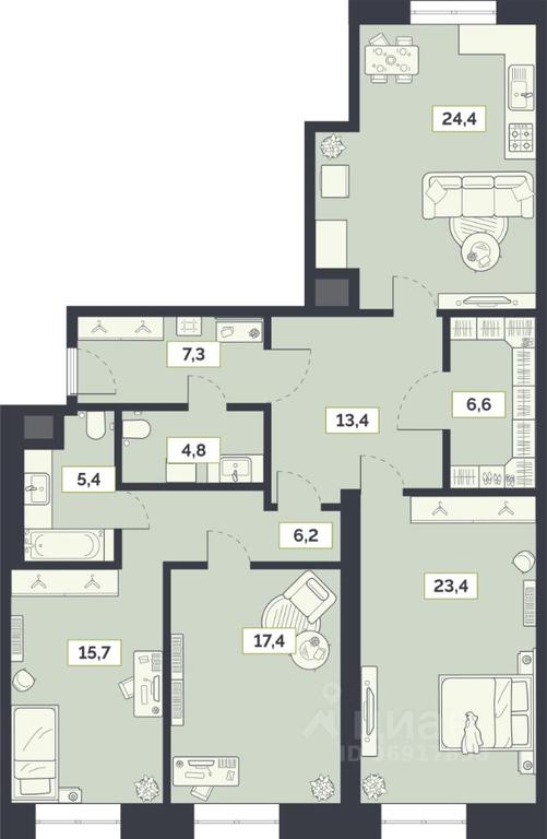 2-BD Apartment Sale, 124.6平方米 at Laym, Staroalekseyevskaya Street, 5А, Moscow, Russia #1 2-BD Apartment Sale, 124.6平方米 at Laym, Staroalekseyevskaya Street, 5А, Moscow, Russia #1