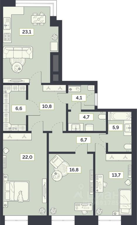 2-BD Apartment Sale, 114.4平方米 at Laym, Staroalekseyevskaya Street, 5А, Moscow, Russia #1 2-BD Apartment Sale, 114.4平方米 at Laym, Staroalekseyevskaya Street, 5А, Moscow, Russia #1