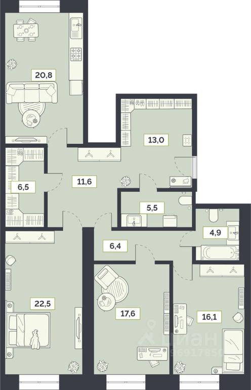 2-BD Apartment Sale, 124.9平方米 at Laym, Staroalekseyevskaya Street, 5А, Moscow, Russia #1 2-BD Apartment Sale, 124.9平方米 at Laym, Staroalekseyevskaya Street, 5А, Moscow, Russia #1