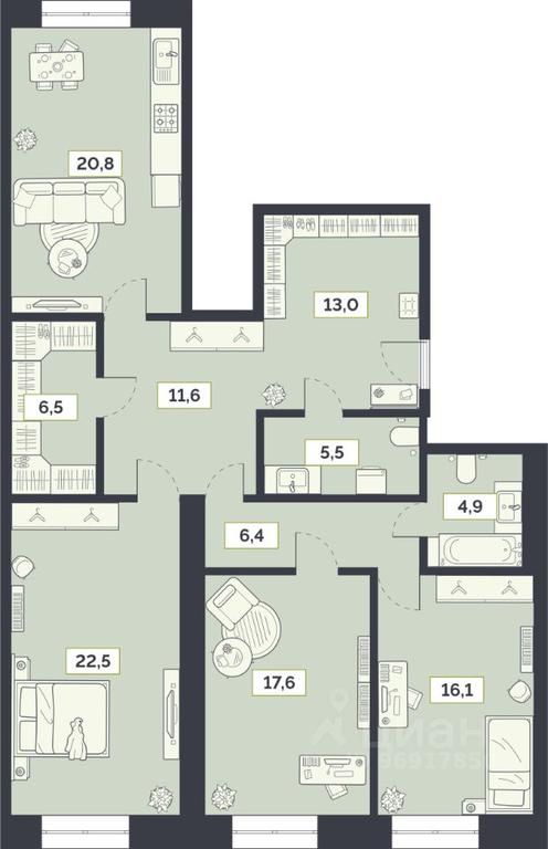 2-BD Apartment Sale, 124.9 sq. m. at Laym, Staroalekseyevskaya Street, 5А, Moscow, Russia #1 2-BD Apartment Sale, 124.9 sq. m. at Laym, Staroalekseyevskaya Street, 5А, Moscow, Russia #1