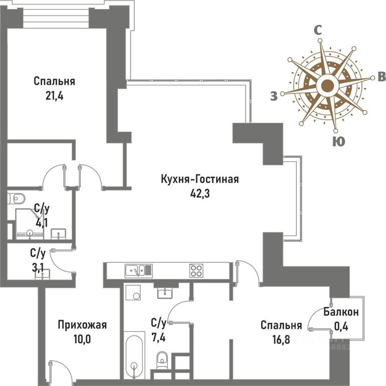 2-BD Apartment Sale, 105.5平方米 at Renessans, Rubtsovsko-Dvortsovaya Street, Moscow, Russia #1 2-BD Apartment Sale, 105.5平方米 at Renessans, Rubtsovsko-Dvortsovaya Street, Moscow, Russia #1