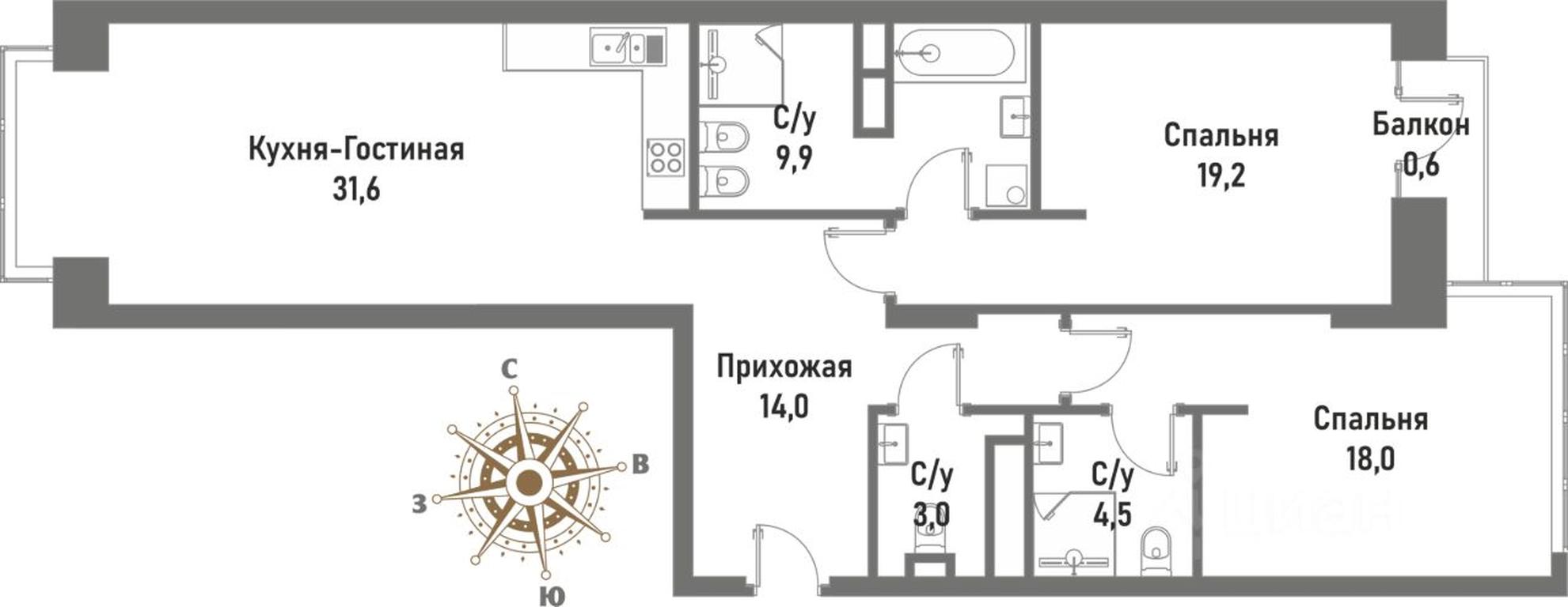 2-BD Apartment Sale, 100.8平方米 at Renessans, Rubtsovsko-Dvortsovaya Street, Moscow, Russia #1 2-BD Apartment Sale, 100.8平方米 at Renessans, Rubtsovsko-Dvortsovaya Street, Moscow, Russia #1