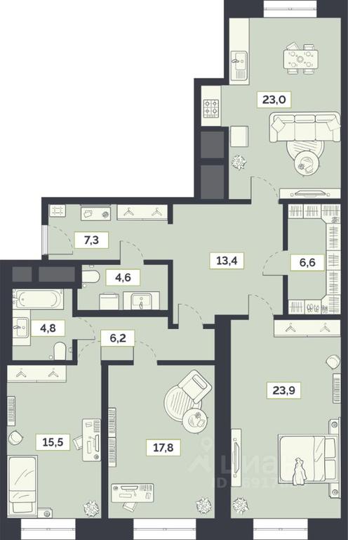 2-BD Apartment Sale, 123.1 sq. m. at Laym, Staroalekseyevskaya Street, 5А, Moscow, Russia #1 2-BD Apartment Sale, 123.1 sq. m. at Laym, Staroalekseyevskaya Street, 5А, Moscow, Russia #1