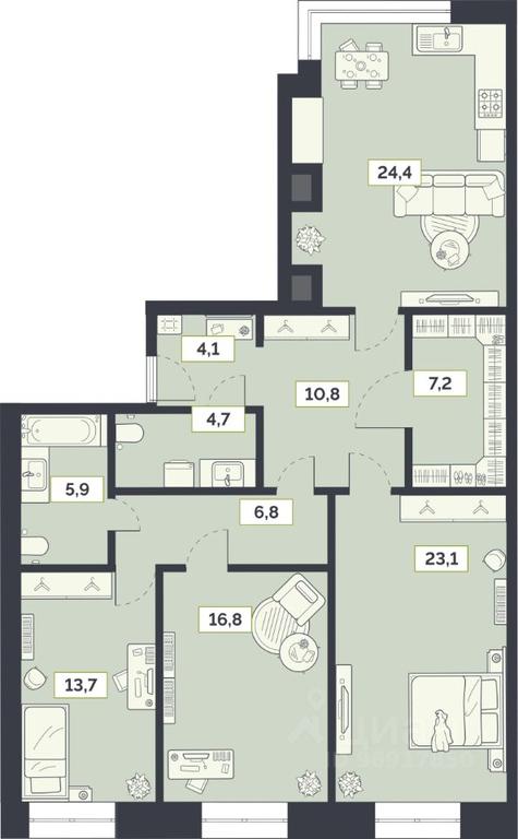 2-BD Apartment Sale, 117.5平方米 at Laym, Staroalekseyevskaya Street, 5А, Moscow, Russia #1