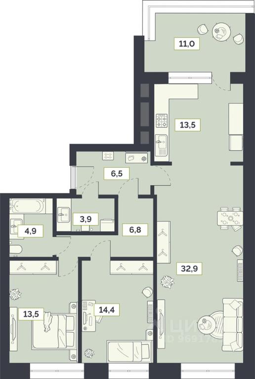 2-BD Apartment Sale, 96.4平方米 at Laym, Staroalekseyevskaya Street, 5А, Moscow, Russia #1 2-BD Apartment Sale, 96.4平方米 at Laym, Staroalekseyevskaya Street, 5А, Moscow, Russia #1
