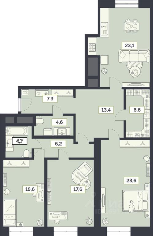 2-BD Apartment Sale, 122.7 sq. m. at Laym, Staroalekseyevskaya Street, 5А, Moscow, Russia #1 2-BD Apartment Sale, 122.7 sq. m. at Laym, Staroalekseyevskaya Street, 5А, Moscow, Russia #1