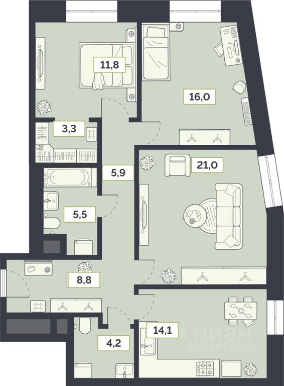 2-BD Apartment Sale, 90.6 sq. m. at Laym, Staroalekseyevskaya Street, 5А, Moscow, Russia #1 2-BD Apartment Sale, 90.6 sq. m. at Laym, Staroalekseyevskaya Street, 5А, Moscow, Russia #1