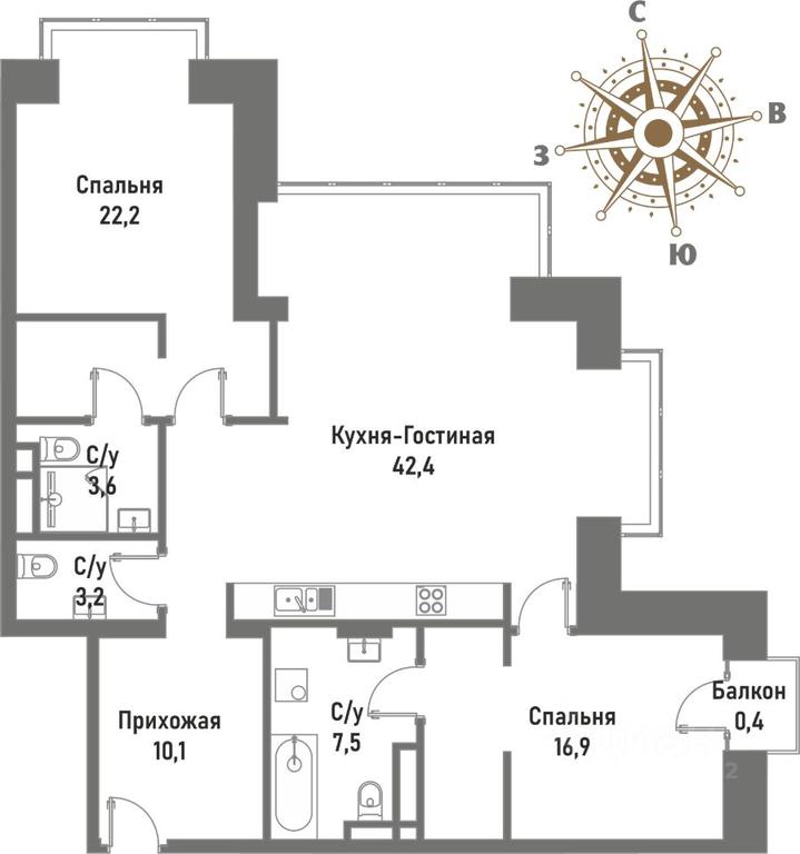 2-BD Apartment Sale, 102.1平方米 at Renessans, Rubtsovsko-Dvortsovaya Street, Moscow, Russia #1 2-BD Apartment Sale, 102.1平方米 at Renessans, Rubtsovsko-Dvortsovaya Street, Moscow, Russia #1