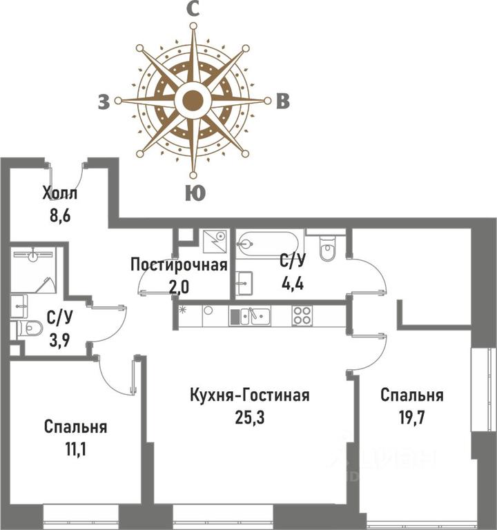 2-BD Apartment Sale, 75平方米 at Renessans, Rubtsovsko-Dvortsovaya Street, Moscow, Russia #1