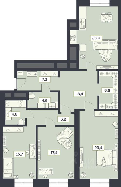 2-BD Apartment Sale, 122.2 sq. m. at Laym, Staroalekseyevskaya Street, 5А, Moscow, Russia #1