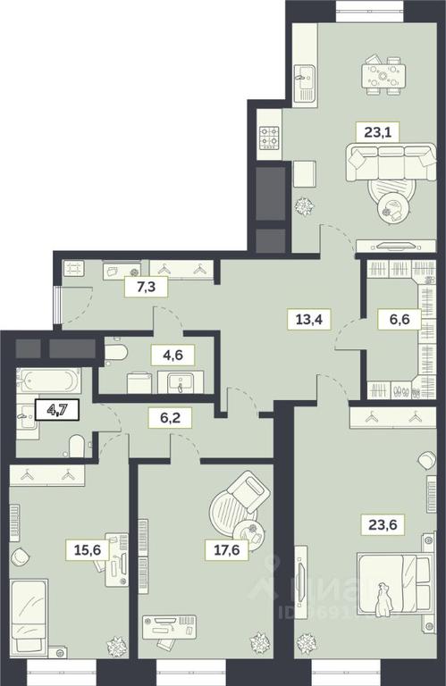 2-BD Apartment Sale, 122.7 sq. m. at Laym, Staroalekseyevskaya Street, 5А, Moscow, Russia #1 2-BD Apartment Sale, 122.7 sq. m. at Laym, Staroalekseyevskaya Street, 5А, Moscow, Russia #1