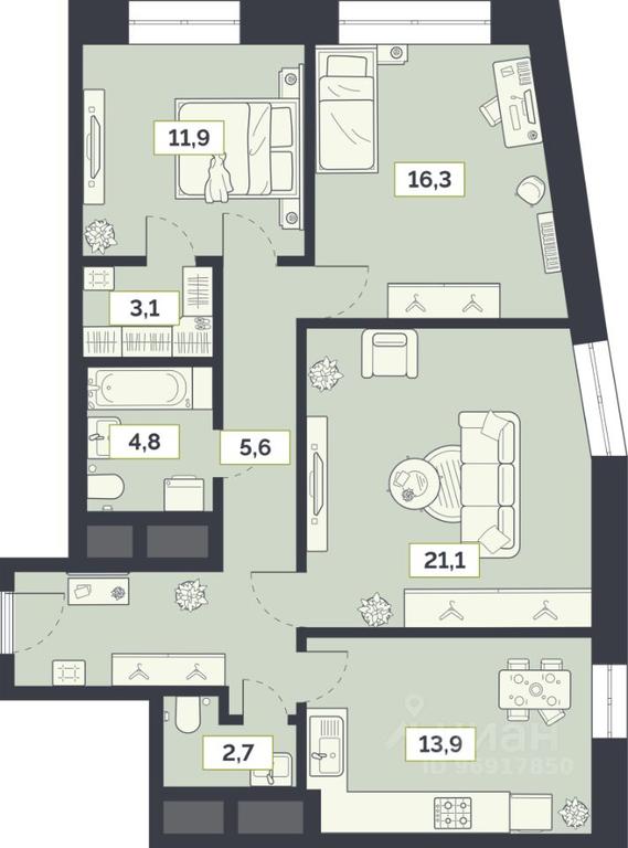 2-BD Apartment Sale, 88.4 sq. m. at Laym, Staroalekseyevskaya Street, 5А, Moscow, Russia #1 2-BD Apartment Sale, 88.4 sq. m. at Laym, Staroalekseyevskaya Street, 5А, Moscow, Russia #1
