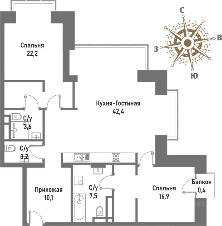 2-BD Apartment Sale, 106.3平方米 at Renessans, Rubtsovsko-Dvortsovaya Street, Moscow, Russia #1