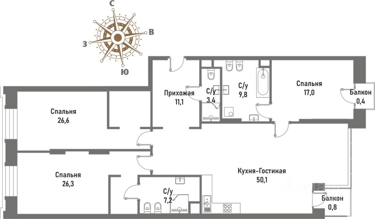 3-BD Apartment Sale, 150.4 sq. m. at Renessans, Rubtsovsko-Dvortsovaya Street, Moscow, Russia #1