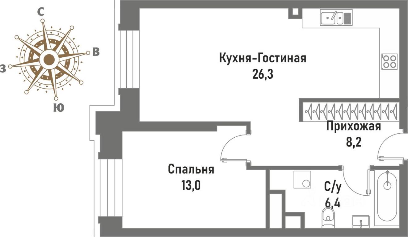 1-BD Apartment Sale, 50.8平方米 at Renessans, Rubtsovsko-Dvortsovaya Street, Moscow, Russia #1 1-BD Apartment Sale, 50.8平方米 at Renessans, Rubtsovsko-Dvortsovaya Street, Moscow, Russia #1
