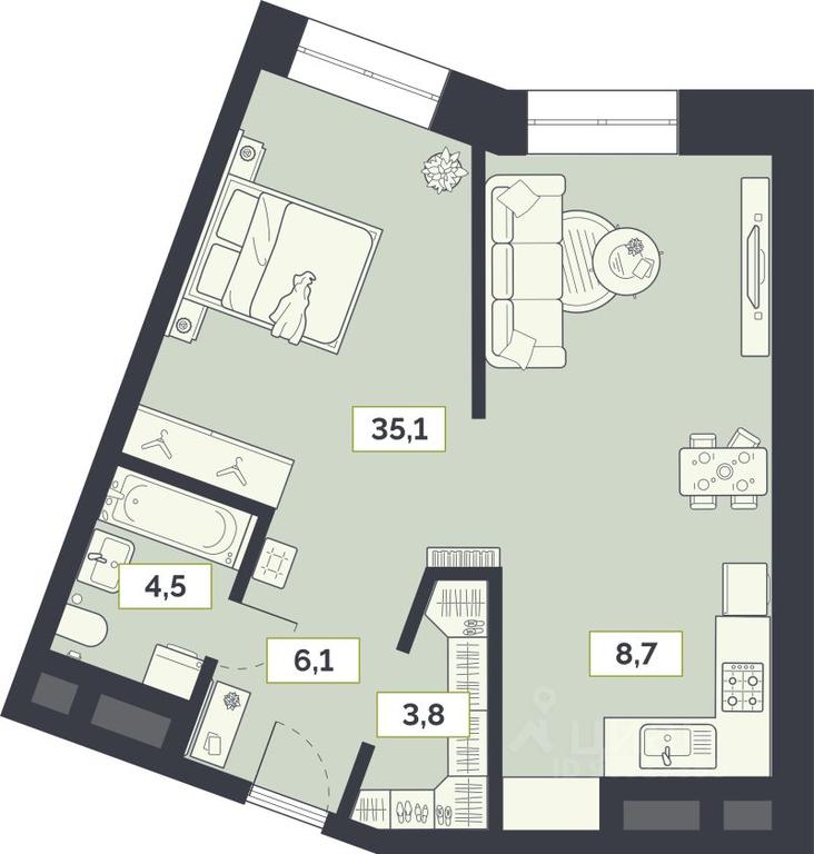Apartment Sale, 58.2 sq. m. at Laym, Staroalekseyevskaya Street, 5А, Moscow, Russia #1 Apartment Sale, 58.2 sq. m. at Laym, Staroalekseyevskaya Street, 5А, Moscow, Russia #1