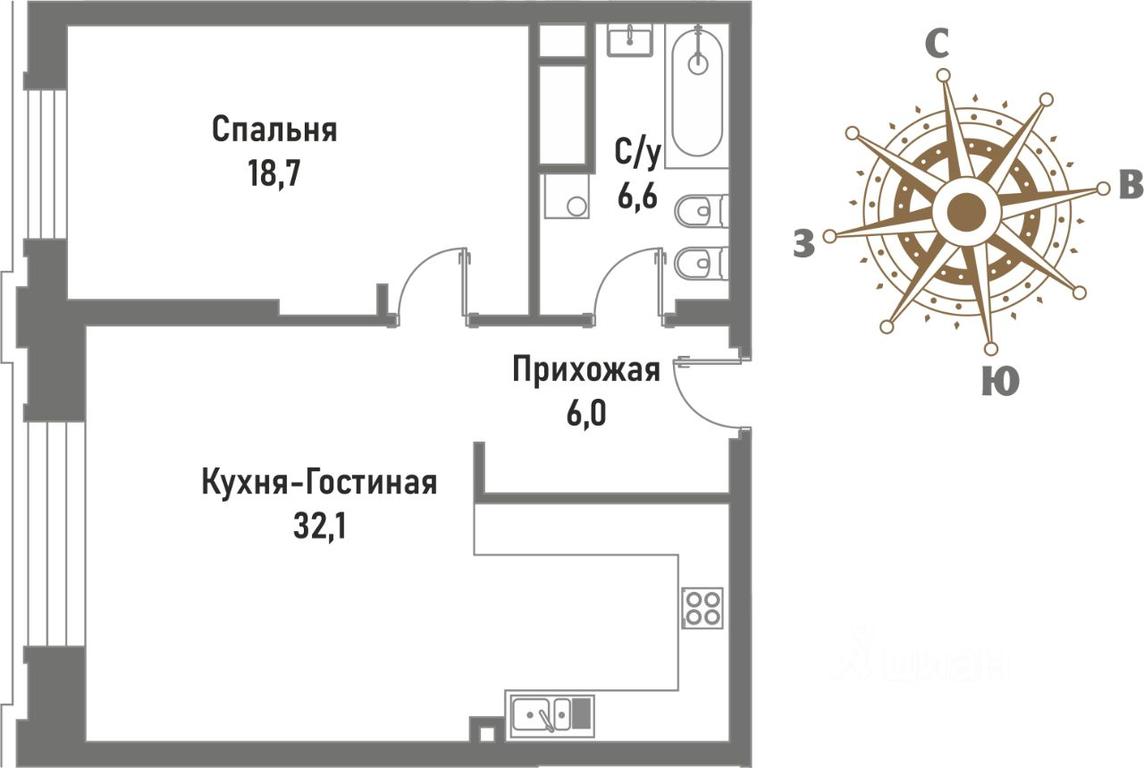 1-BD Apartment Sale, 63.4平方米 at Renessans, Rubtsovsko-Dvortsovaya Street, Moscow, Russia #1