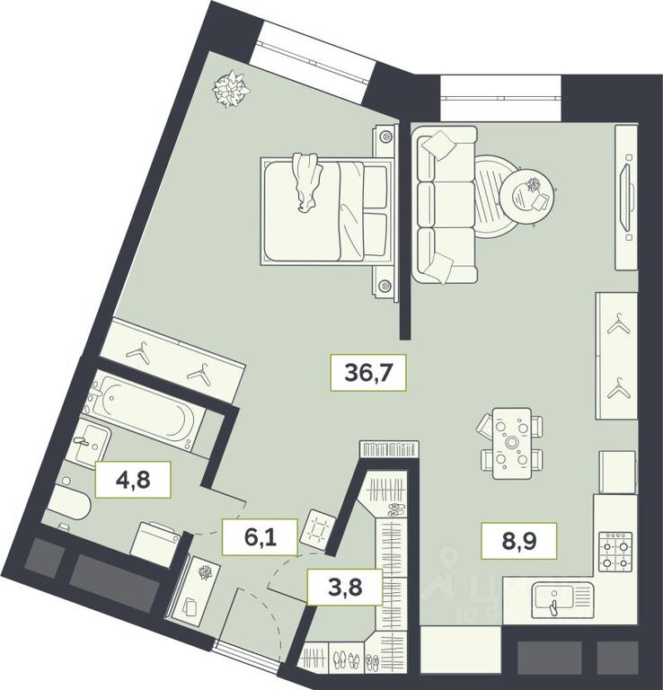 Apartment Sale, 60.3 sq. m. at Laym, Staroalekseyevskaya Street, 5А, Moscow, Russia #1