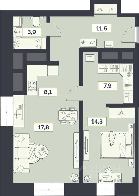 1-BD Apartment Sale, 63.5平方米 at Laym, Staroalekseyevskaya Street, 5А, Moscow, Russia #1 1-BD Apartment Sale, 63.5平方米 at Laym, Staroalekseyevskaya Street, 5А, Moscow, Russia #1