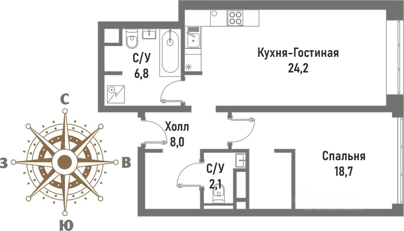 1-BD Apartment Sale, 60.1平方米 at Renessans, Rubtsovsko-Dvortsovaya Street, Moscow, Russia #1 1-BD Apartment Sale, 60.1平方米 at Renessans, Rubtsovsko-Dvortsovaya Street, Moscow, Russia #1