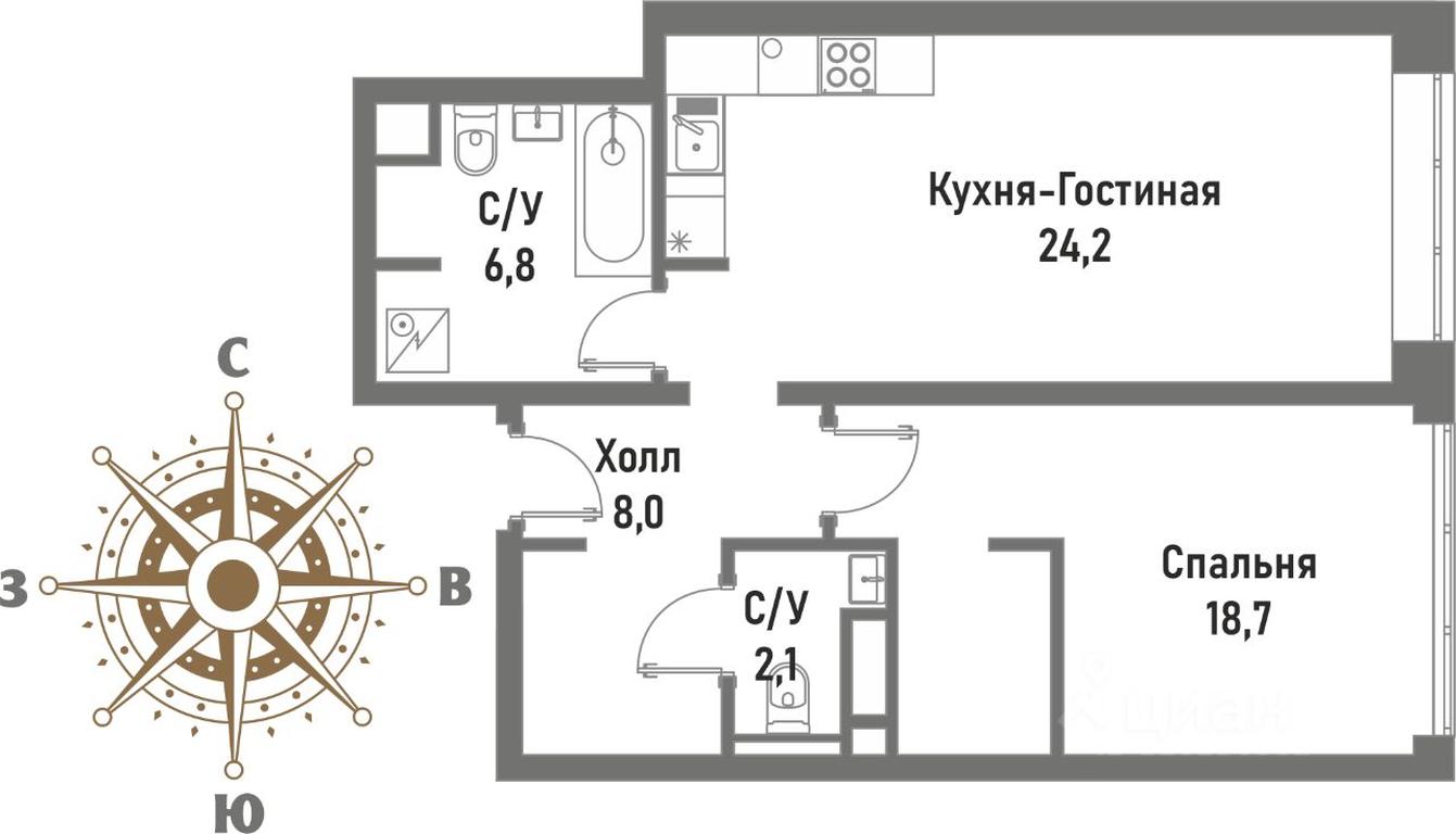 1-BD Apartment Sale, 60.1平方米 at Renessans, Rubtsovsko-Dvortsovaya Street, Moscow, Russia #1 1-BD Apartment Sale, 60.1平方米 at Renessans, Rubtsovsko-Dvortsovaya Street, Moscow, Russia #1