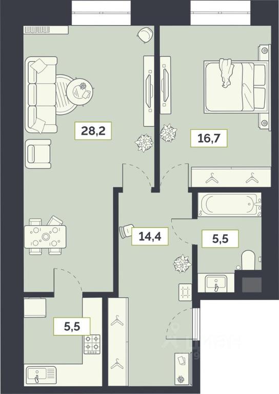 1-BD Apartment Sale, 70.3平方米 at Laym, Staroalekseyevskaya Street, 5А, Moscow, Russia #1 1-BD Apartment Sale, 70.3平方米 at Laym, Staroalekseyevskaya Street, 5А, Moscow, Russia #1