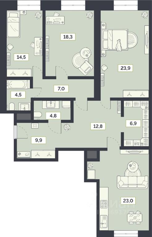 2-BD Apartment Sale, 125.6 sq. m. at Laym, Staroalekseyevskaya Street, 5А, Moscow, Russia #1