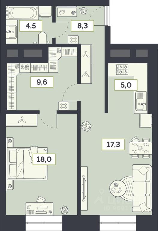 1-BD Apartment Sale, 62.7平方米 at Laym, Staroalekseyevskaya Street, 5А, Moscow, Russia #1 1-BD Apartment Sale, 62.7平方米 at Laym, Staroalekseyevskaya Street, 5А, Moscow, Russia #1