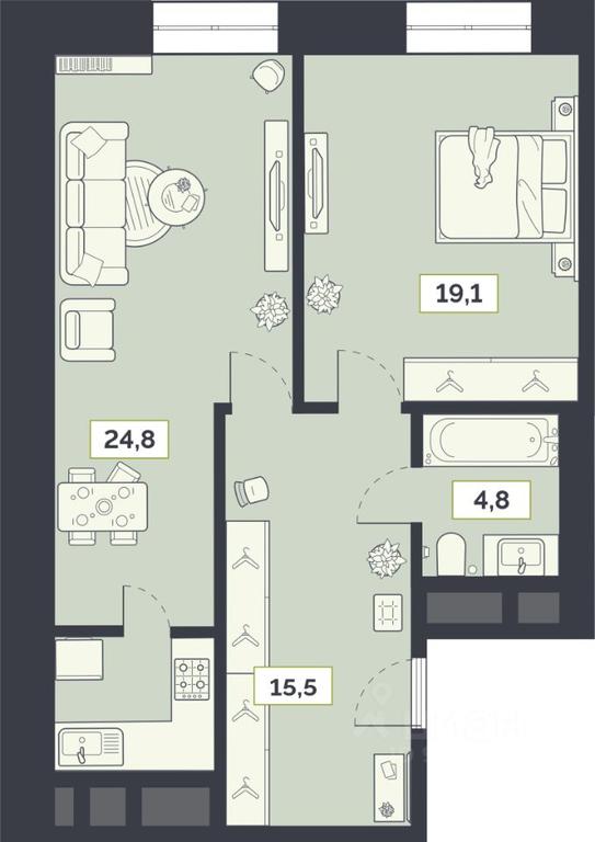 1-BD Apartment Sale, 68.9平方米 at Laym, Staroalekseyevskaya Street, 5А, Moscow, Russia #1 1-BD Apartment Sale, 68.9平方米 at Laym, Staroalekseyevskaya Street, 5А, Moscow, Russia #1