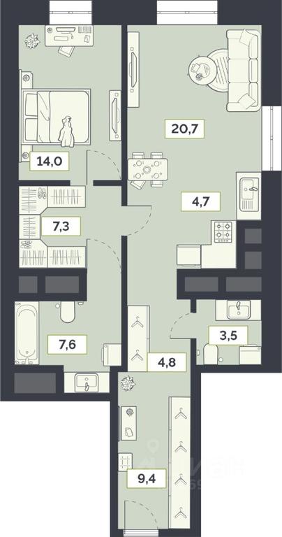 1-BD Apartment Sale, 72 sq. m. at Laym, Staroalekseyevskaya Street, 5А, Moscow, Russia #1 1-BD Apartment Sale, 72 sq. m. at Laym, Staroalekseyevskaya Street, 5А, Moscow, Russia #1