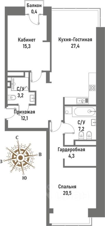 Продажа 2-комн. квартиры, 93,9 м² в ЖК «Ренессанс», Рубцовско-Дворцовая улица, Москва, Россия #1
