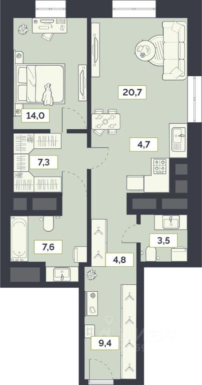 1-BD Apartment Sale, 72平方米 at Laym, Staroalekseyevskaya Street, 5А, Moscow, Russia #1 1-BD Apartment Sale, 72平方米 at Laym, Staroalekseyevskaya Street, 5А, Moscow, Russia #1
