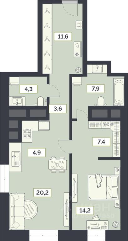 1-BD Apartment Sale, 74.1平方米 at Laym, Staroalekseyevskaya Street, 5А, Moscow, Russia #1 1-BD Apartment Sale, 74.1平方米 at Laym, Staroalekseyevskaya Street, 5А, Moscow, Russia #1