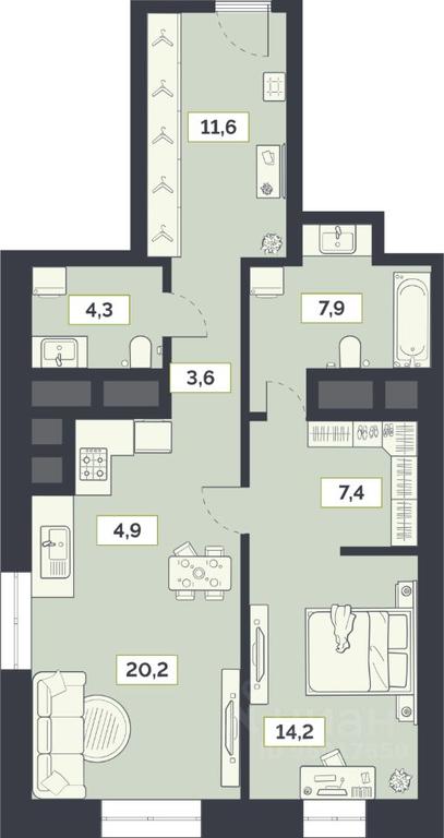 1-BD Apartment Sale, 74.1平方米 at Laym, Staroalekseyevskaya Street, 5А, Moscow, Russia #1 1-BD Apartment Sale, 74.1平方米 at Laym, Staroalekseyevskaya Street, 5А, Moscow, Russia #1