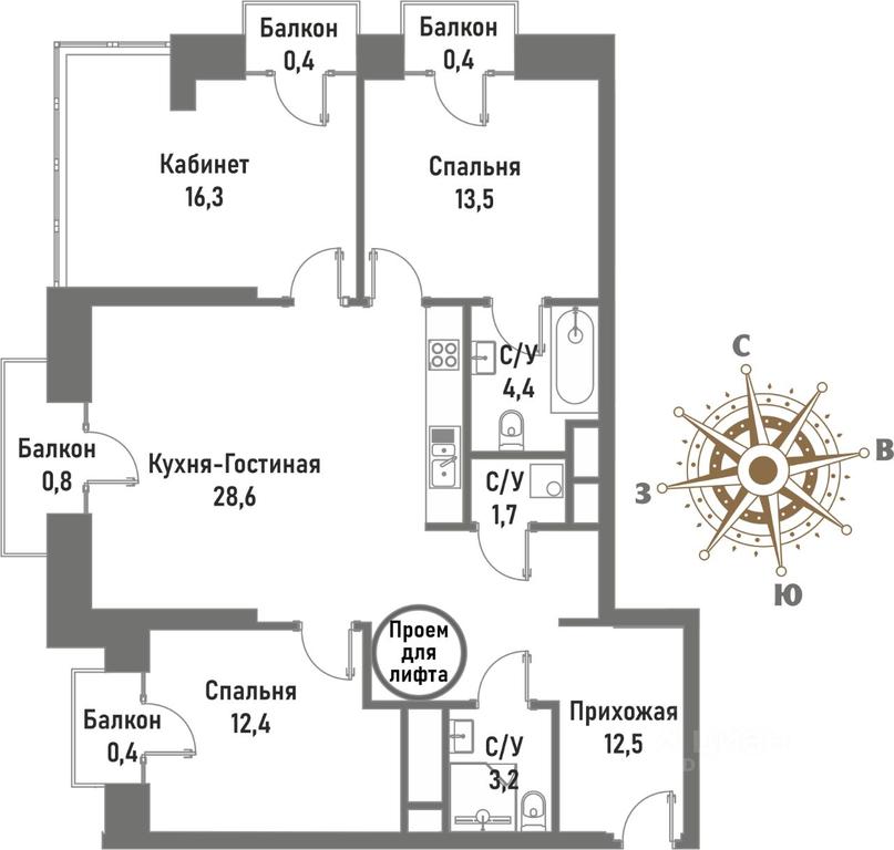 3-BD Apartment Sale, 122.4平方米 at Renessans, Rubtsovsko-Dvortsovaya Street, Moscow, Russia #1 3-BD Apartment Sale, 122.4平方米 at Renessans, Rubtsovsko-Dvortsovaya Street, Moscow, Russia #1