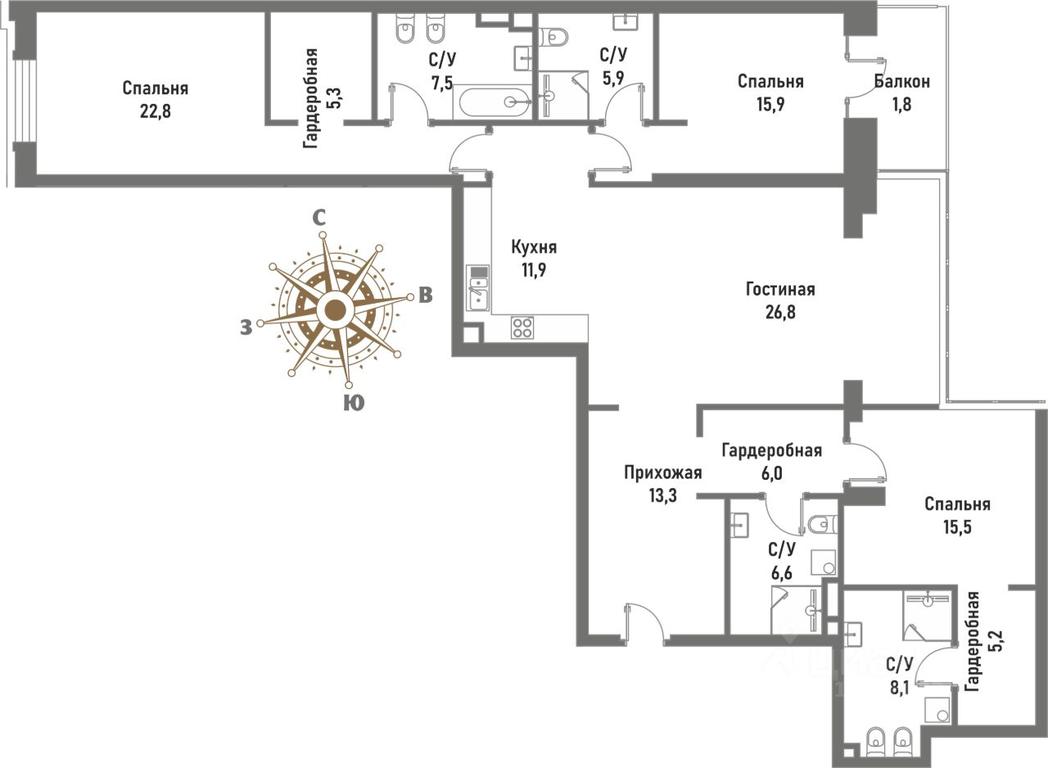 3-BD Apartment Sale, 159.4 sq. m. at Renessans, Rubtsovsko-Dvortsovaya Street, Moscow, Russia #1 3-BD Apartment Sale, 159.4 sq. m. at Renessans, Rubtsovsko-Dvortsovaya Street, Moscow, Russia #1