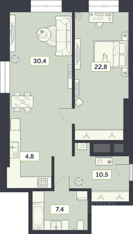 1-BD Apartment Sale, 76平方米 at Laym, Staroalekseyevskaya Street, 5А, Moscow, Russia #1