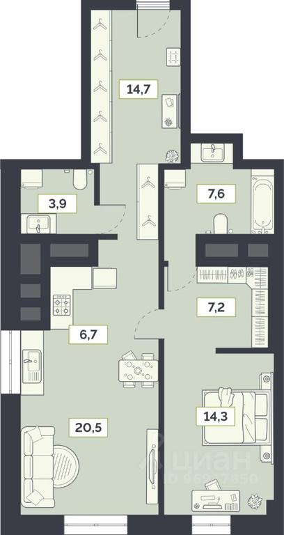 1-BD Apartment Sale, 74.9平方米 at Laym, Staroalekseyevskaya Street, 5А, Moscow, Russia #1