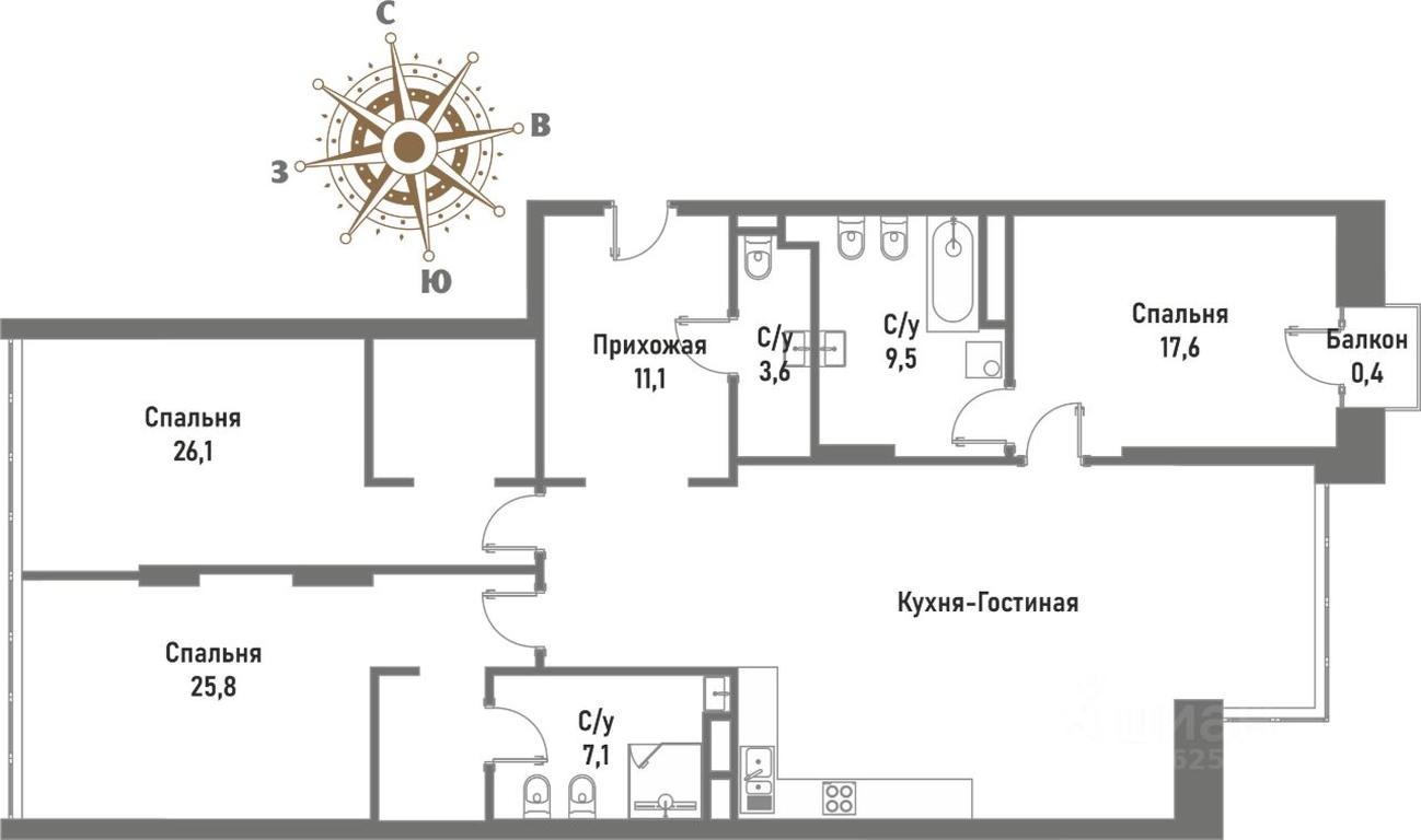 3-BD Apartment Sale, 150.5平方米 at Renessans, Rubtsovsko-Dvortsovaya Street, Moscow, Russia #1