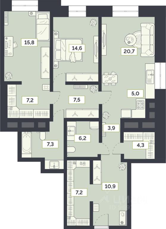 2-BD Apartment Sale, 110.6 sq. m. at Laym, Staroalekseyevskaya Street, 5А, Moscow, Russia #1 2-BD Apartment Sale, 110.6 sq. m. at Laym, Staroalekseyevskaya Street, 5А, Moscow, Russia #1