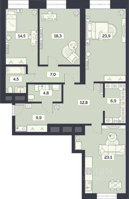 2-BD Apartment Sale, 125.7 sq. m. at Laym, Staroalekseyevskaya Street, 5А, Moscow, Russia #1 2-BD Apartment Sale, 125.7 sq. m. at Laym, Staroalekseyevskaya Street, 5А, Moscow, Russia #1