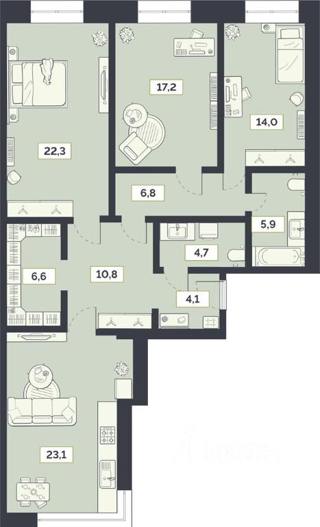 2-BD Apartment Sale, 115.5平方米 at Laym, Staroalekseyevskaya Street, 5А, Moscow, Russia #1