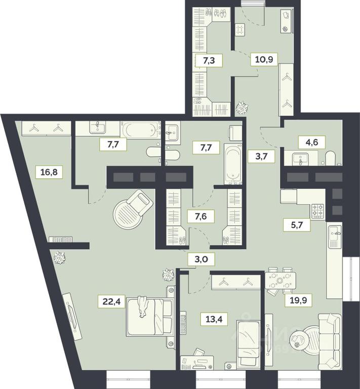 2-BD Apartment Sale, 130.2平方米 at Laym, Staroalekseyevskaya Street, 5А, Moscow, Russia #1 2-BD Apartment Sale, 130.2平方米 at Laym, Staroalekseyevskaya Street, 5А, Moscow, Russia #1