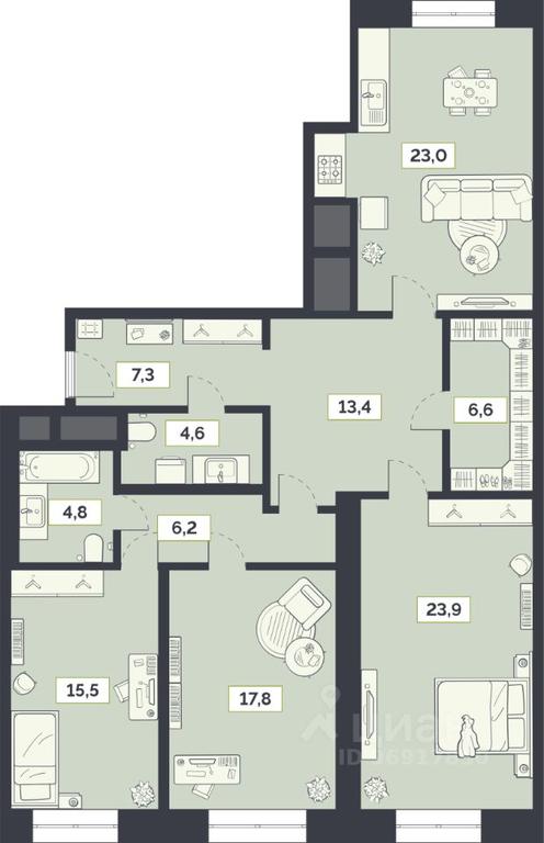 2-BD Apartment Sale, 123.1平方米 at Laym, Staroalekseyevskaya Street, 5А, Moscow, Russia #1