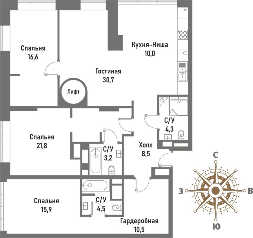 3-BD Apartment Sale, 162.8 sq. m. at Renessans, Rubtsovsko-Dvortsovaya Street, Moscow, Russia #1 3-BD Apartment Sale, 162.8 sq. m. at Renessans, Rubtsovsko-Dvortsovaya Street, Moscow, Russia #1