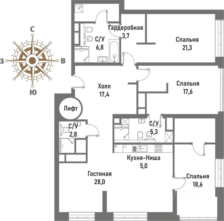 3-BD Apartment Sale, 164.6 sq. m. at Renessans, Rubtsovsko-Dvortsovaya Street, Moscow, Russia #1 3-BD Apartment Sale, 164.6 sq. m. at Renessans, Rubtsovsko-Dvortsovaya Street, Moscow, Russia #1