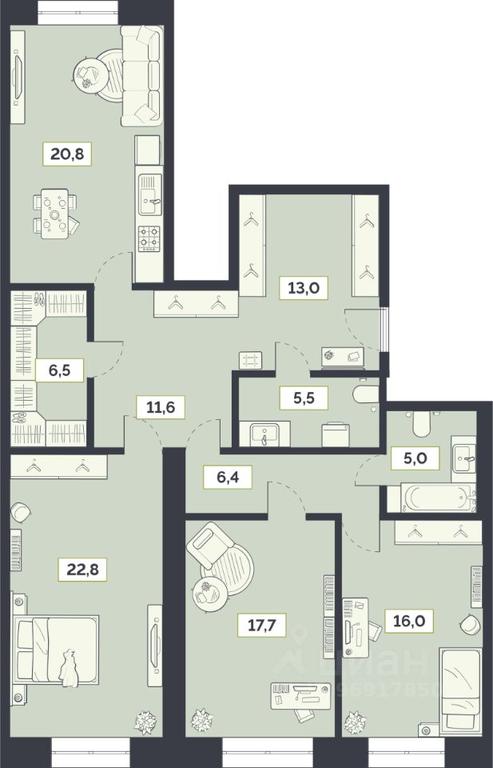 2-BD Apartment Sale, 125.3 sq. m. at Laym, Staroalekseyevskaya Street, 5А, Moscow, Russia #1 2-BD Apartment Sale, 125.3 sq. m. at Laym, Staroalekseyevskaya Street, 5А, Moscow, Russia #1