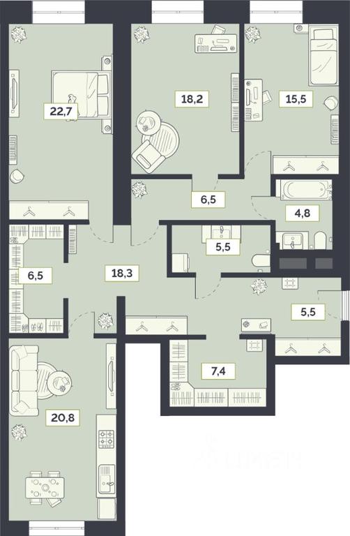 2-BD Apartment Sale, 131.7 sq. m. at Laym, Staroalekseyevskaya Street, 5А, Moscow, Russia #1 2-BD Apartment Sale, 131.7 sq. m. at Laym, Staroalekseyevskaya Street, 5А, Moscow, Russia #1