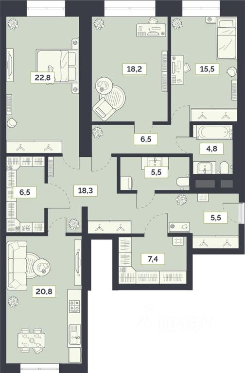 2-BD Apartment Sale, 131.8平方米 at Laym, Staroalekseyevskaya Street, 5А, Moscow, Russia #1 2-BD Apartment Sale, 131.8平方米 at Laym, Staroalekseyevskaya Street, 5А, Moscow, Russia #1