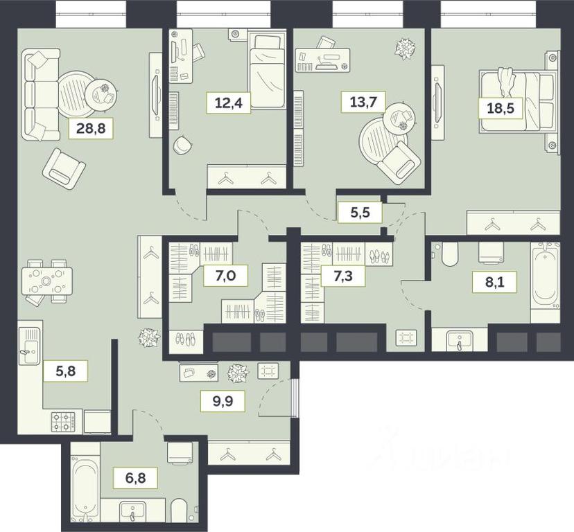 3-BD Apartment Sale, 123.8平方米 at Laym, Staroalekseyevskaya Street, 5А, Moscow, Russia #1 3-BD Apartment Sale, 123.8平方米 at Laym, Staroalekseyevskaya Street, 5А, Moscow, Russia #1